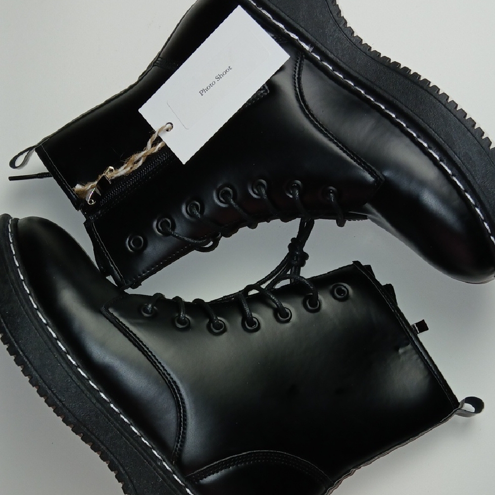 Rouge Helium Black Combat Moto Boots